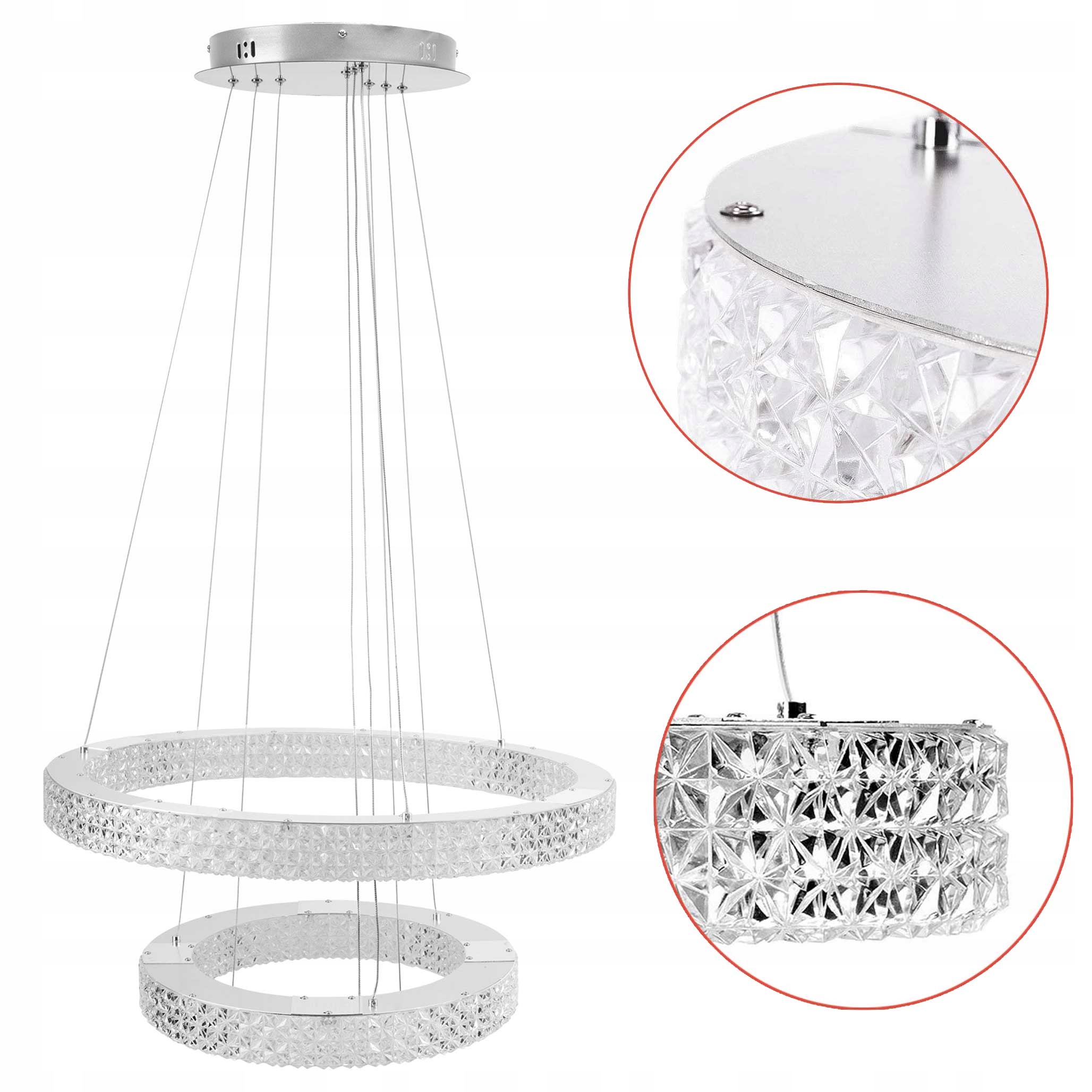 Kryštálový Led luster MS007 Dvojitý zrkadlový chróm Obývacia izba Kuchyňa