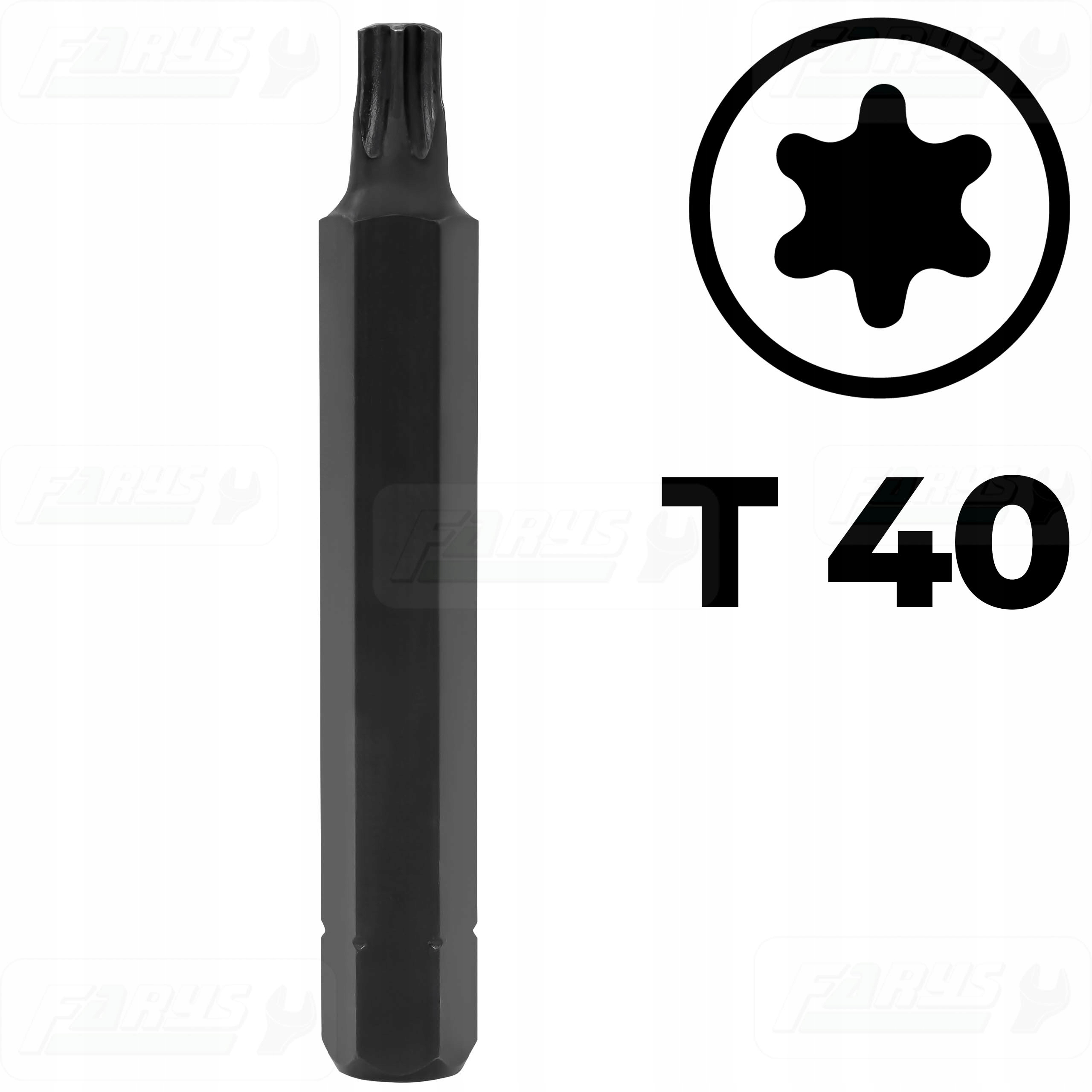 Bit Torx T40 Końcówka Grot Hex 10mm Długość 75mm Stal S2 FR0439 Farys