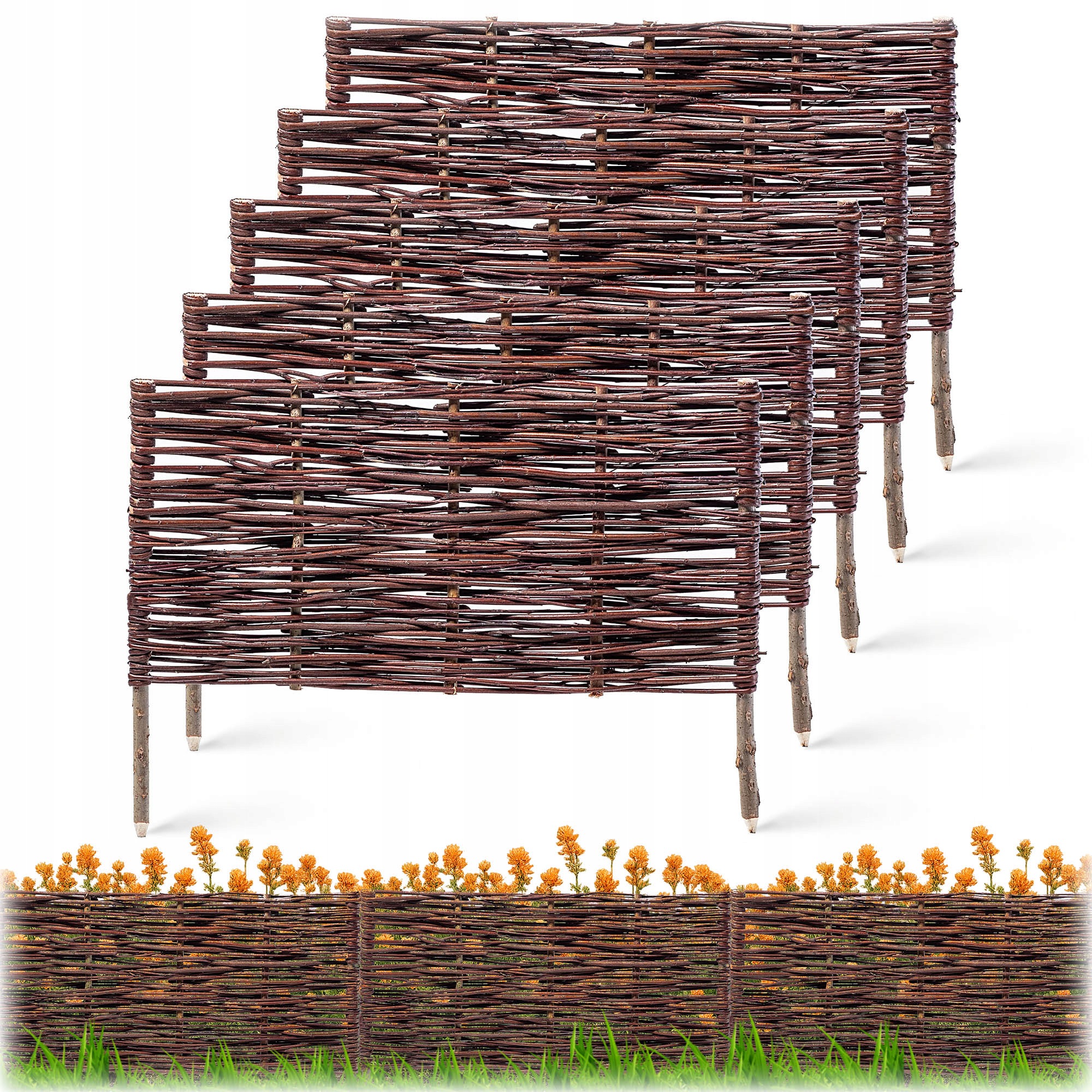 5 ks Zahradní Palisáda Proutěná Trávníkový Lem Plot 60x40 cm Set
