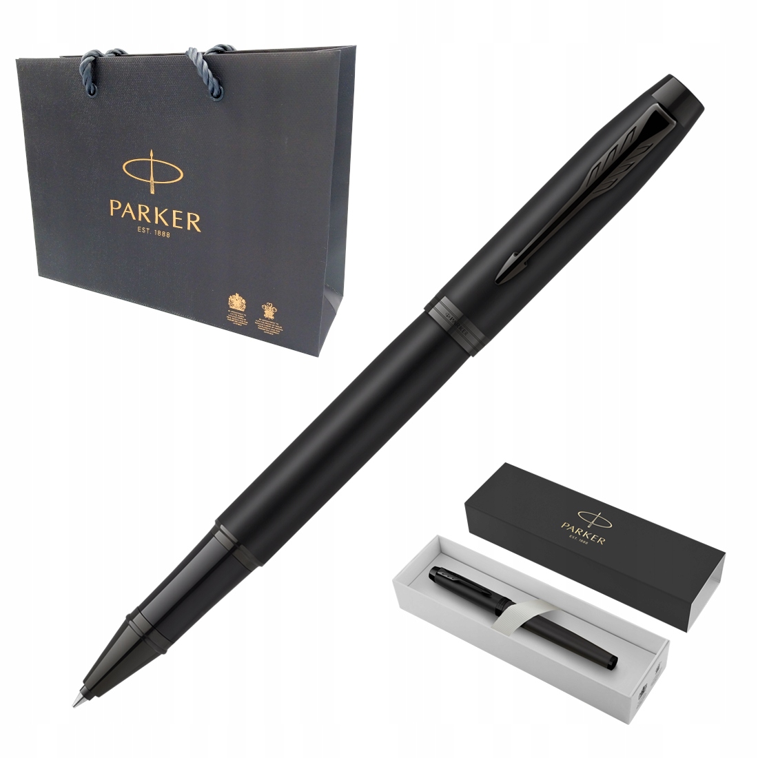 Pióro Kulkowe Parker IM Achromatic Black Czarne Końcówka F Etui Torebka