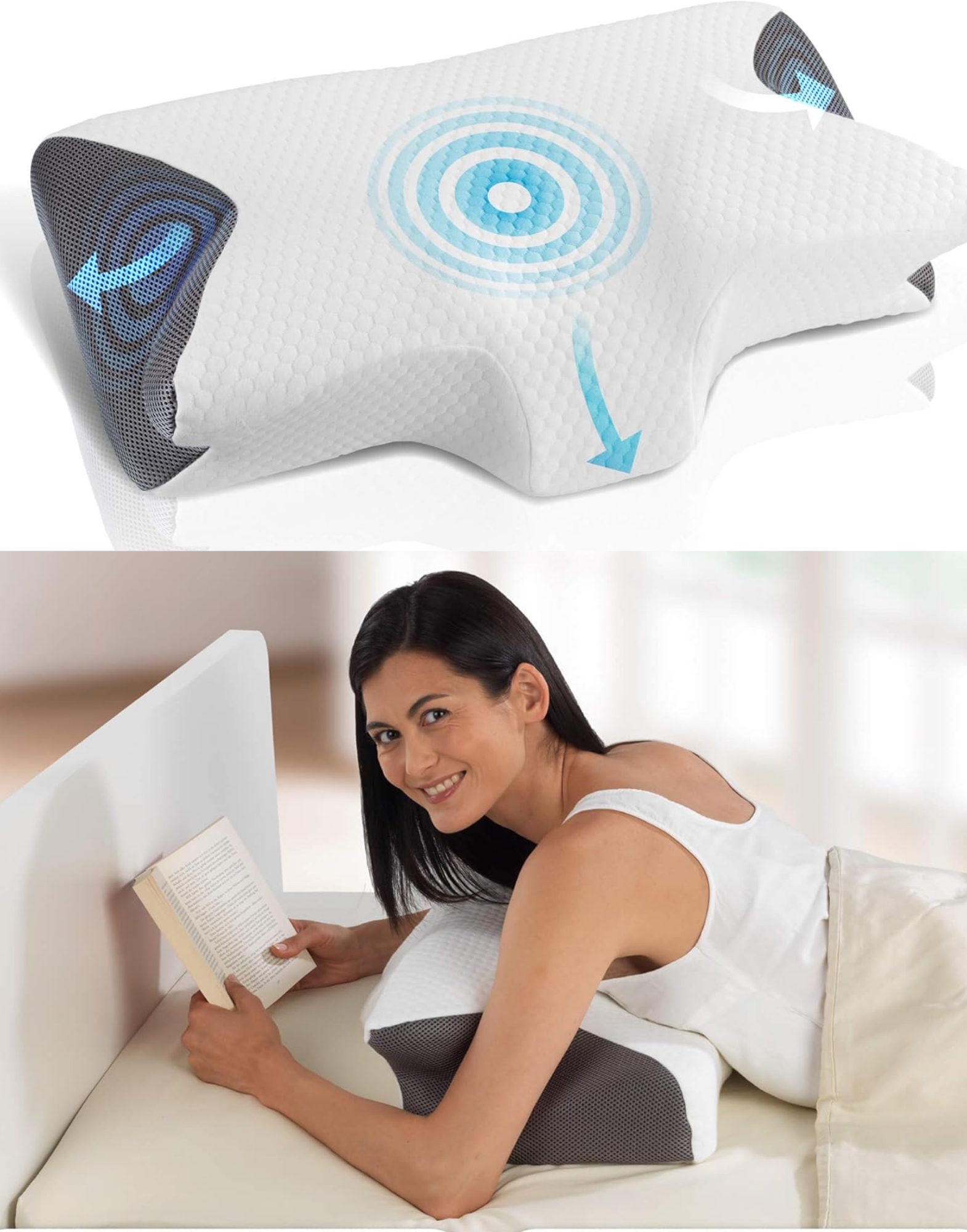 Ergonomiczna poduszka Memory Foam RegMag do spania na boku 48 × 30 – Cechy