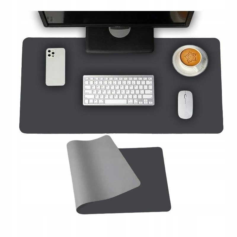 Mata, podkładka wodoodporna na biurko, dwustronna szaro-grafitowa 50x80cm M