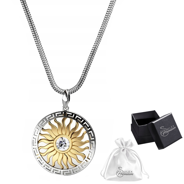 Stříbrný náhrdelník 925 Řecké Slunce Gravírování 60 cm