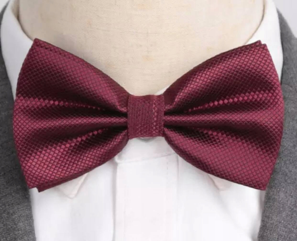 MUCHA MUSZKA MĘSKA BORDOWA ELEGANCKA KLASYCZNA ŚLUB WESELE PRZYJĘCIE Model mucha męska bordowa