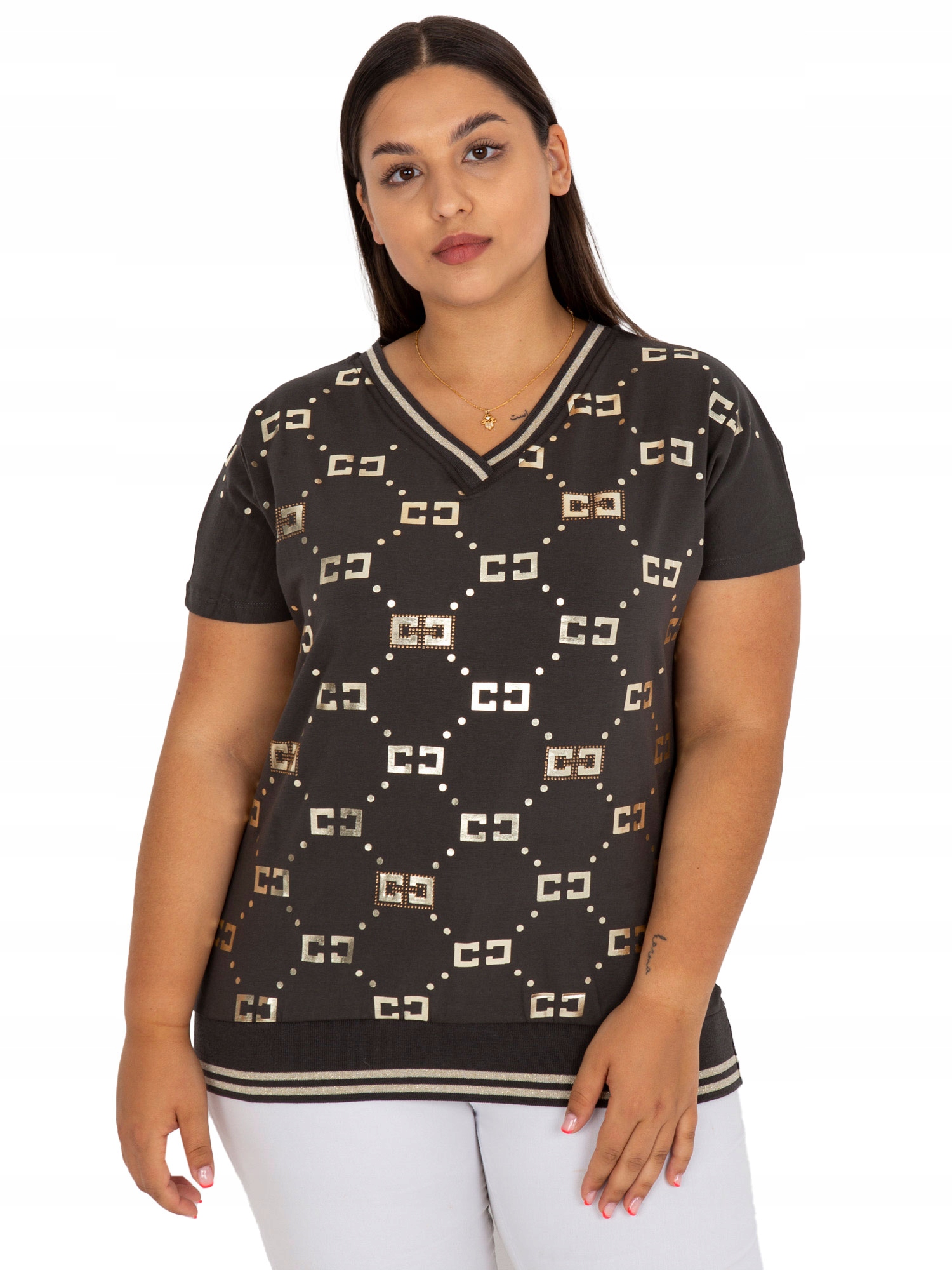 

Modna Bluzka Damska Plus Size dekolt w serek