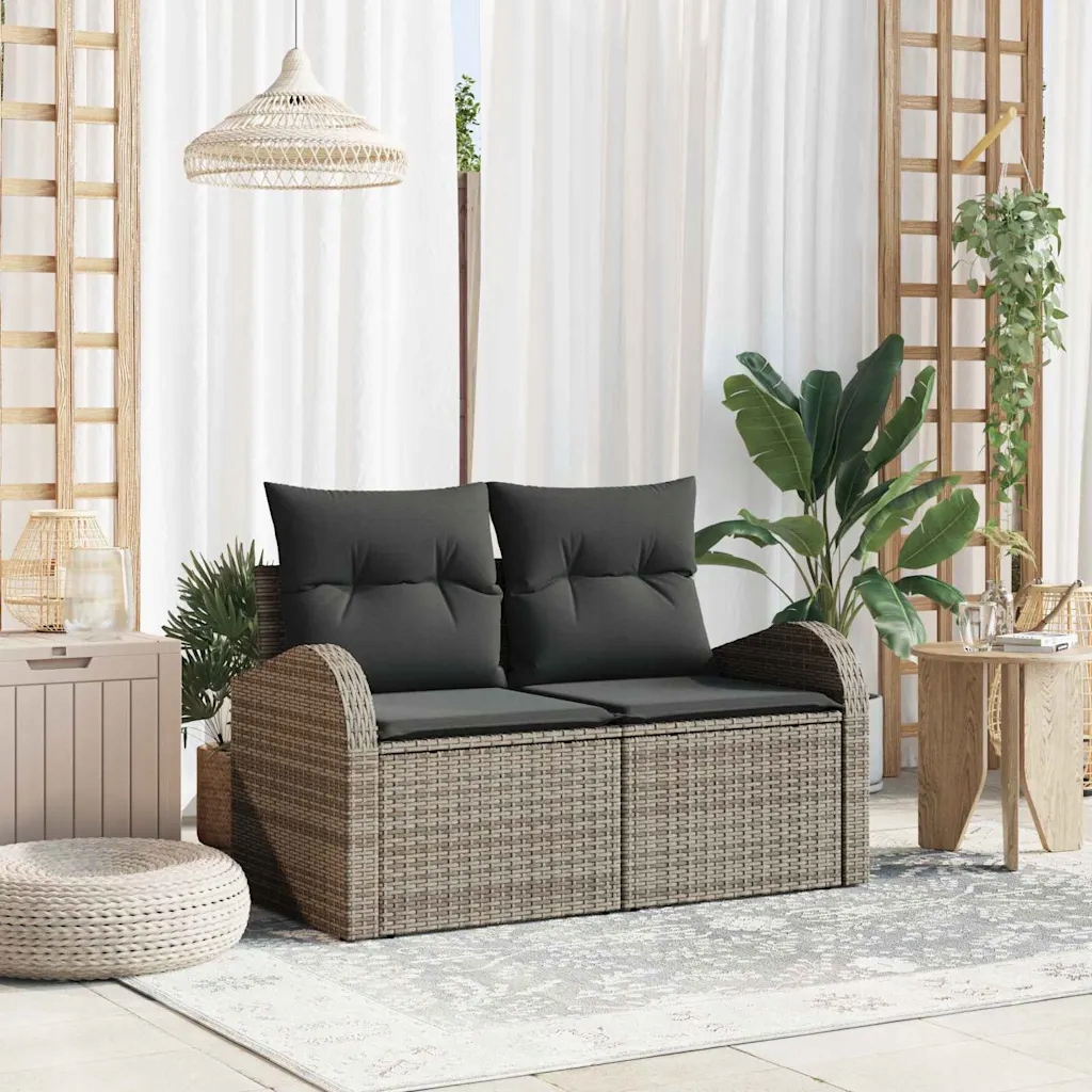 vidaXL Zahradní sofa s polštářem Šedá 124 x 62 x 69cm polyratan