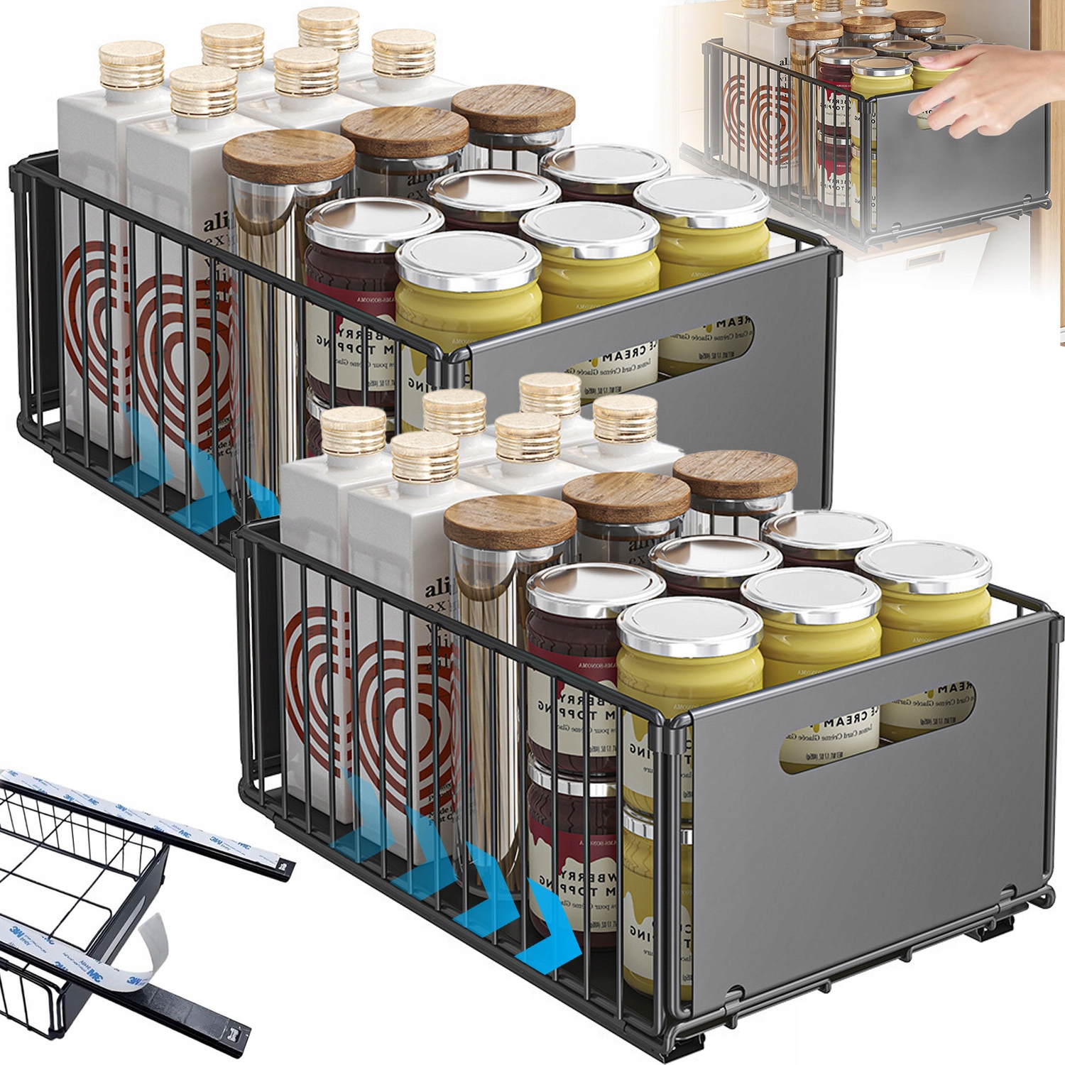 Kovový teleskopický organizér do koupelnové kuchyňské skříňky na předměty