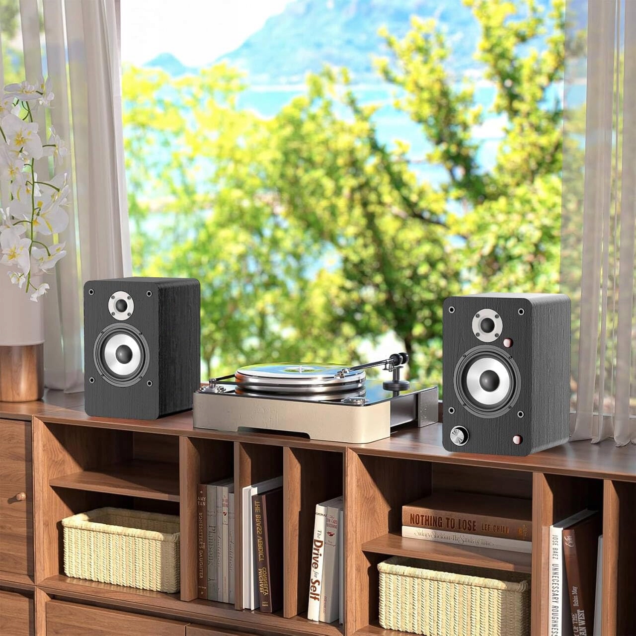 HANLIM Aktywne Głośniki Bluetooth HiFi 100W USB AUX Optyczne RCA Czarne — miniatura 6