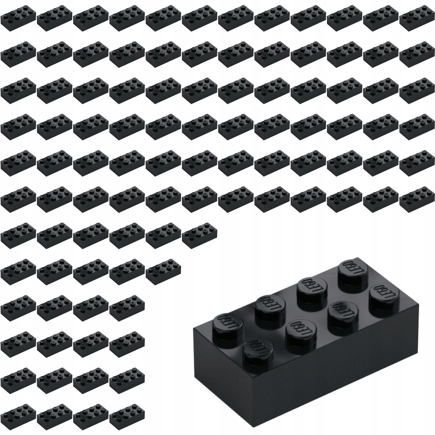 Lego Kostka Cihla 2x4 Černá Brick 300126 3001 100 Ks