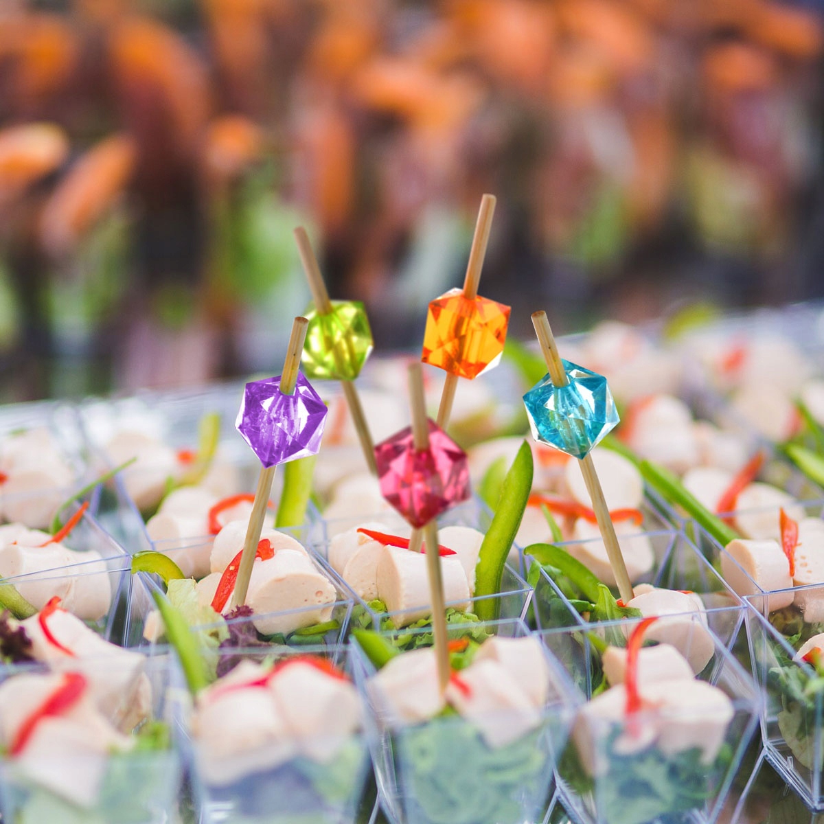 Szpilki Wykałaczki Pikery Koktajlowe Koreczków z Kryształkami 24szt. Kolor wielokolorowy