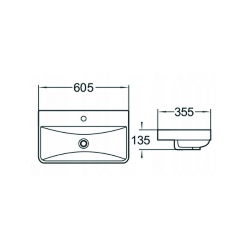 Mexen Dagna umyvadlo zapuštěné 60 x 35 cm, Bílá
