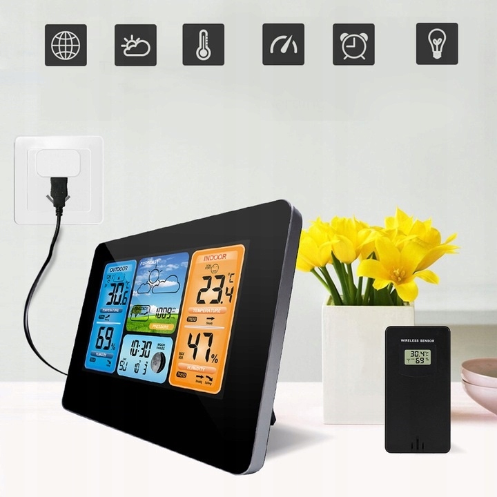 Bezdrátová meteorologická stanice Hodiny Teploměr Data Meteo