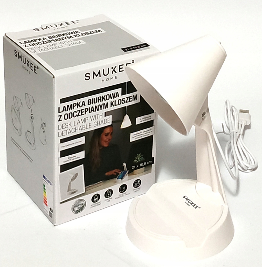 SMUKEE LAMPKA BIURKOWA USB Z ODCZEPIANYM KLOSZEM Producent Joinco