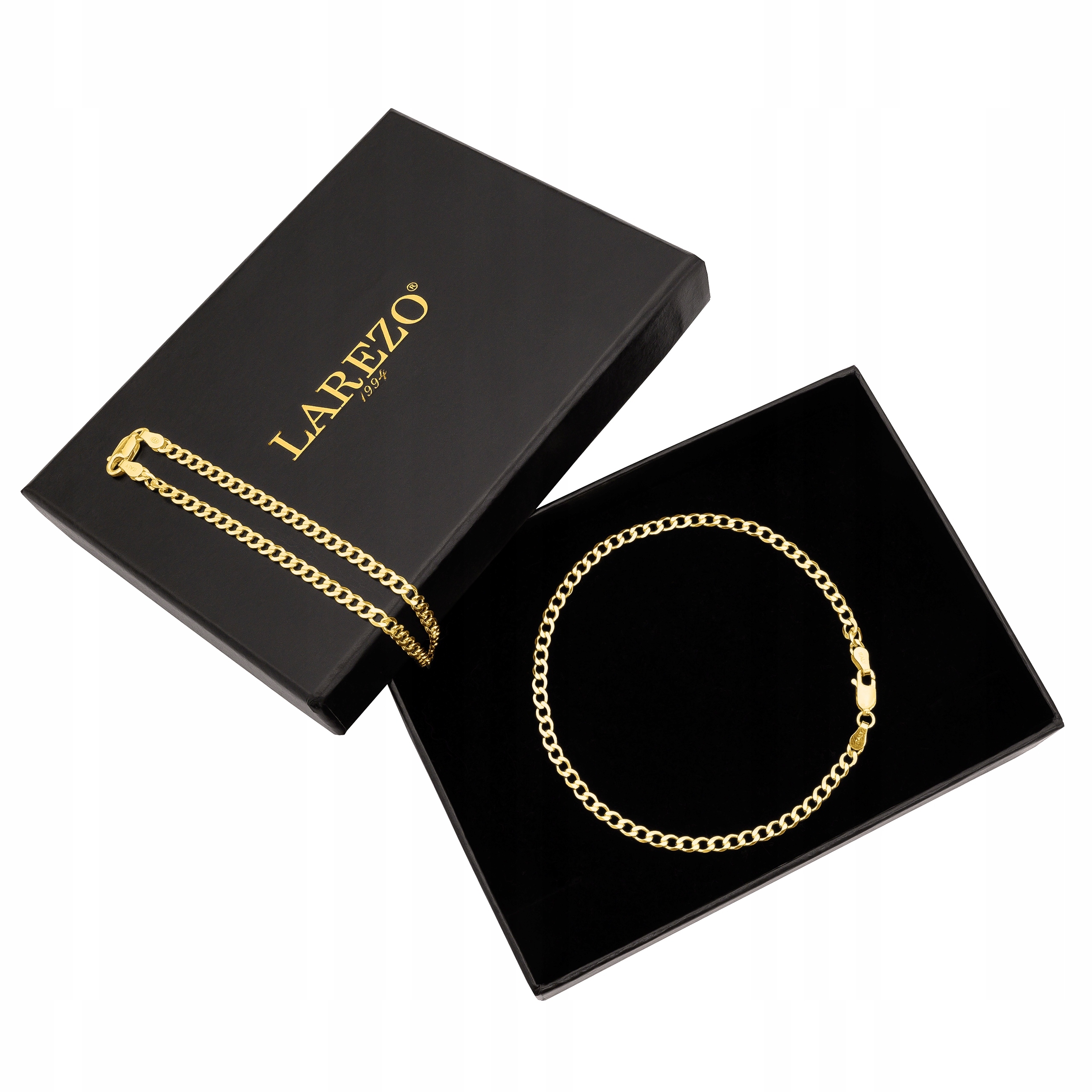 Zlatý náramek 925 Pánský Dlouhý 21 cm Plný Silný Široký Pancíř 3 mm