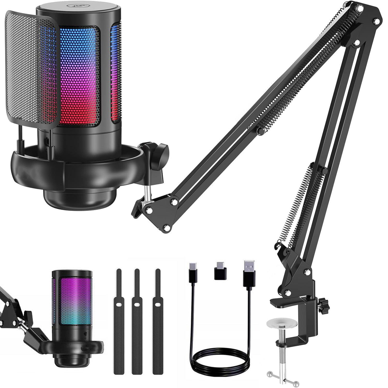 Mikrofon Do Komputera Gamingowy Pop-filter Pojemnościowy Funkcja Wycisz Usb