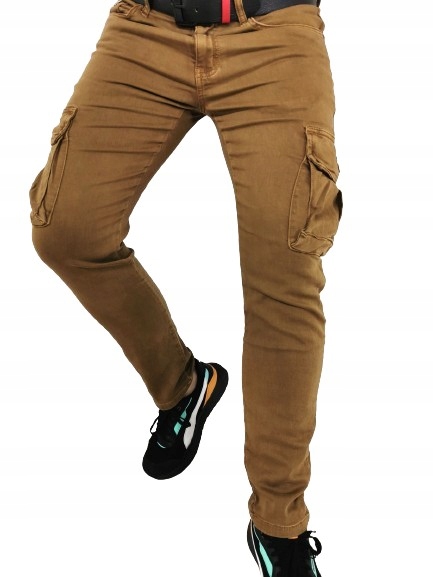 Pánské kalhoty kapsáče hnědé zúžené 38