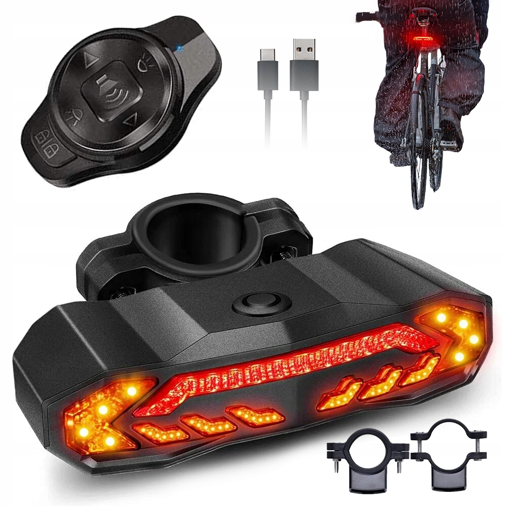 Wielofunkcyjny Alarm Do Roweru Z Kierunkowskazem I Klaksonem 1500MAH