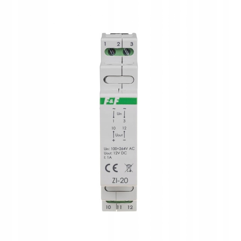 ZI-20 zasilacz impulsowy, nap. wej. 100÷264V Ac/dc, P=12W, 12V DC, 1A, 1 mo