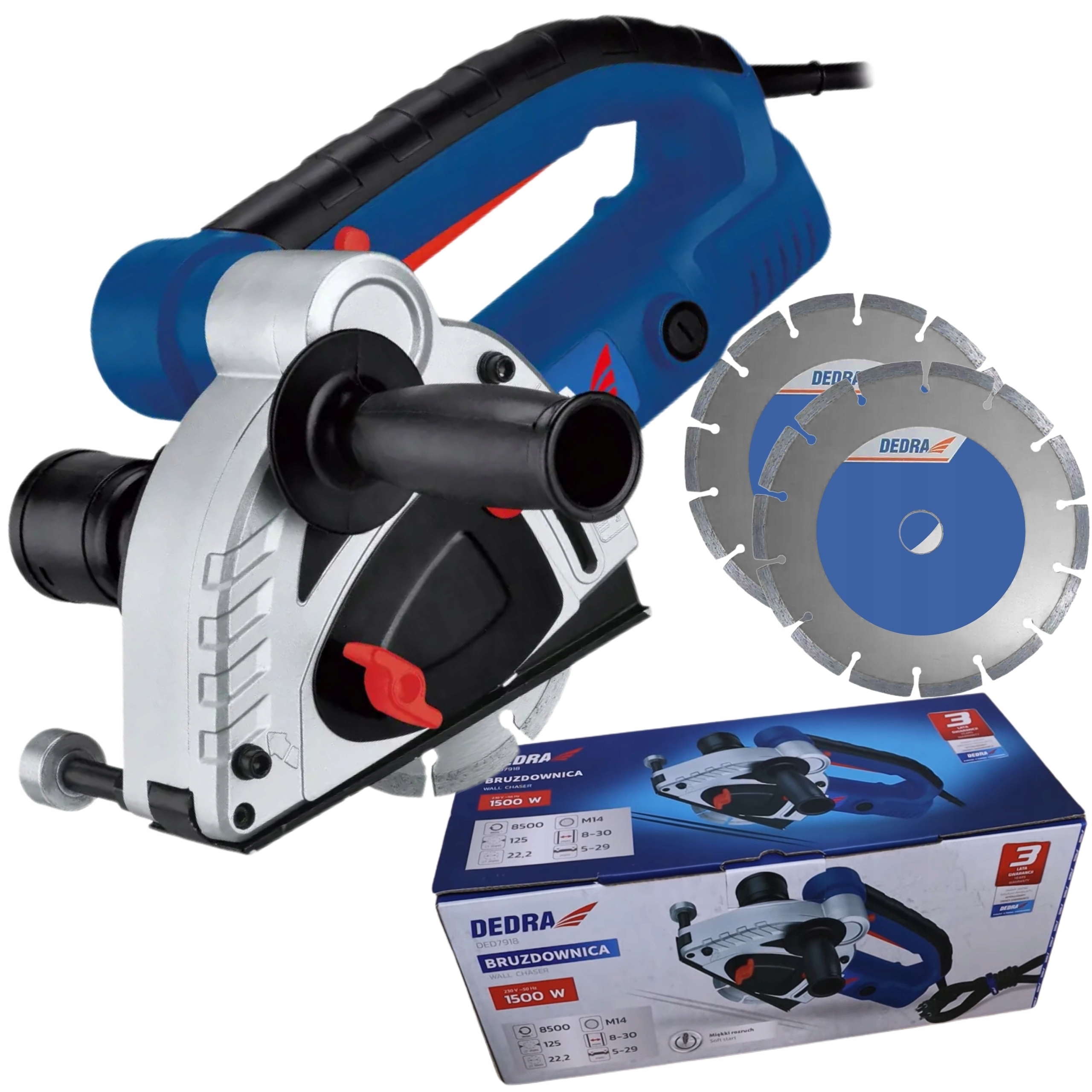 BRUZDOWNICA DO BETONU DEDRA 1500W FREZARKA ROWKÓW 2TARCZE 125MM ELEKTRYCZNA