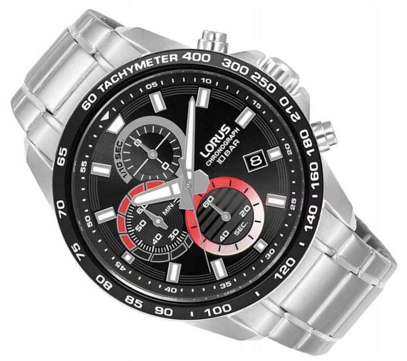 Stříbrné Vodotěsné Pánské Hodinky Lorus Sport Chronograf RM357JX9 Datumovka