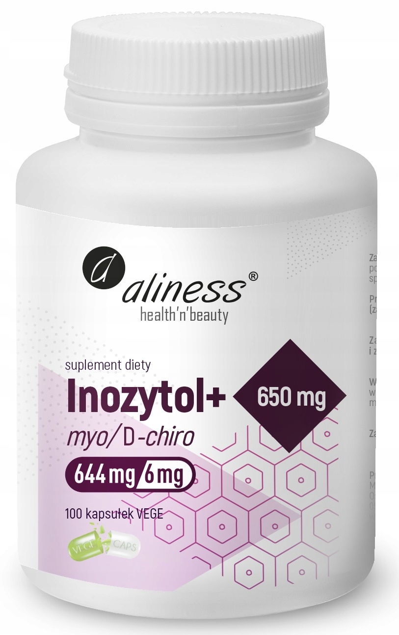 Aliness Inositol 650 мг B6 (P-5-P) 100 капсул Myo D-Chiro STRESS PCOS 100 капсул