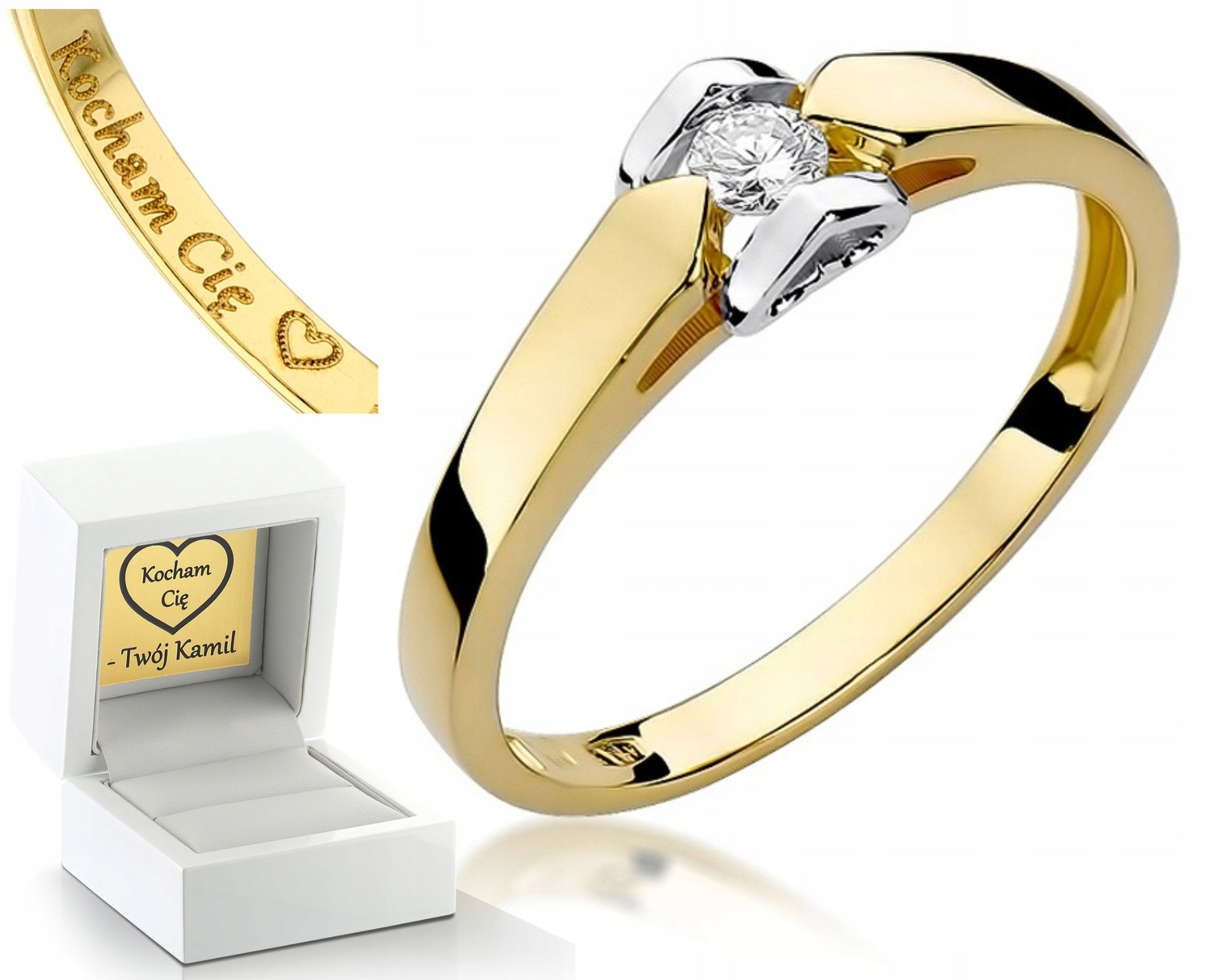 Zlatý Prstýnek S Briliantem 585 Gravírování Bonus Zlato