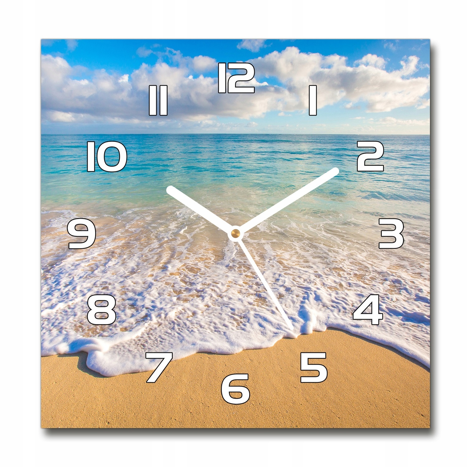 

Cichy zegar szklany na ścianę Hawajska plaża 30x30