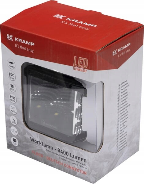 Led pracovní lampa, čtvercová, 70W 8400lm 12/24V, bílá, LA10613