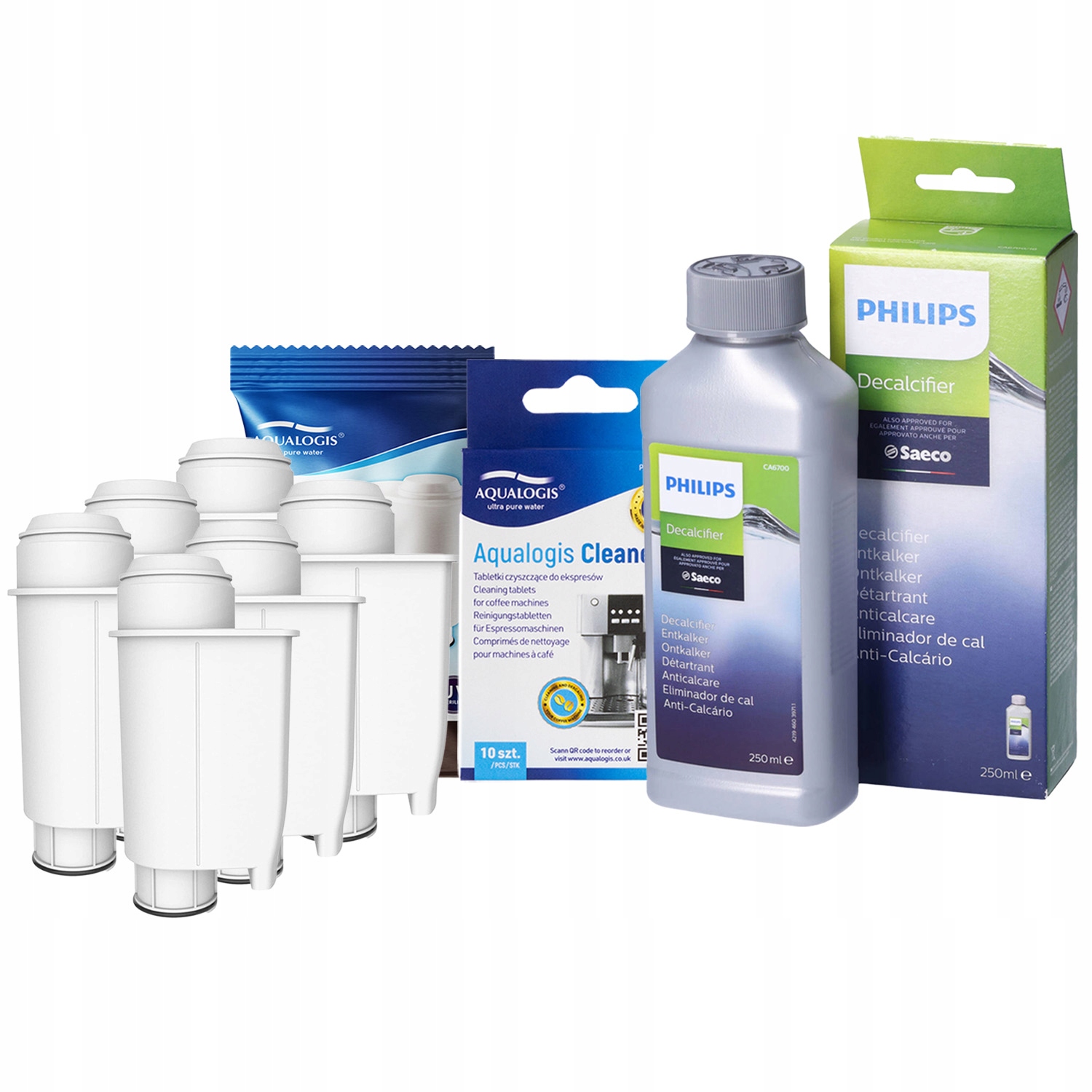 6 x filtr AL-Inte+ pro kávovar Philips odvápňovač 250 ml tablety