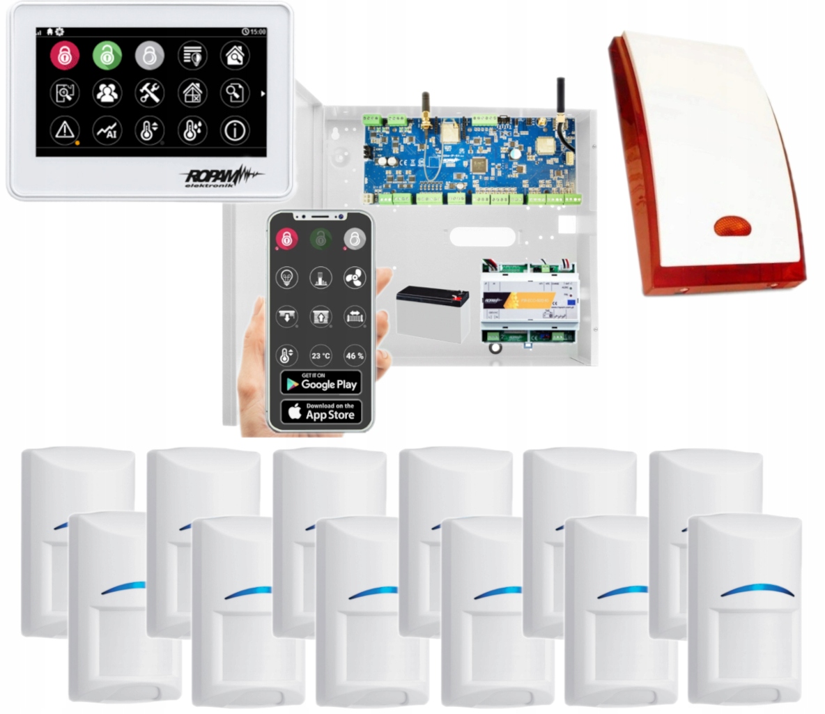 Alarm System Ropam NeoLTE Wifi App 12 Czujek Bosch