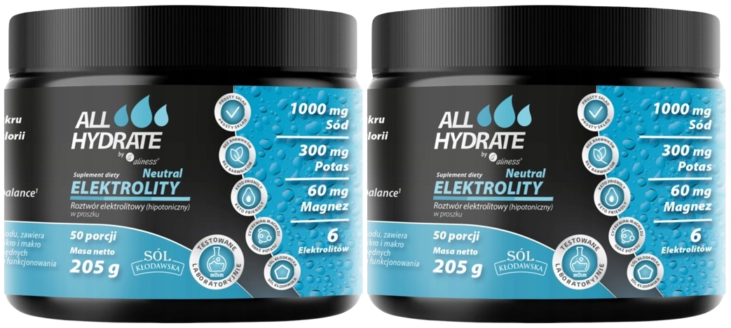 Sada 2 x Elektrolyty Neutral 205 g 50 porcí Hořčík Draslík Sodík Vápník Energie