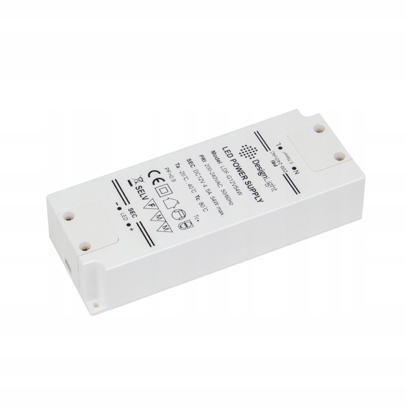 ZASILACZ DO LED 12V DC 54W BIAŁY STANDARD PLUS