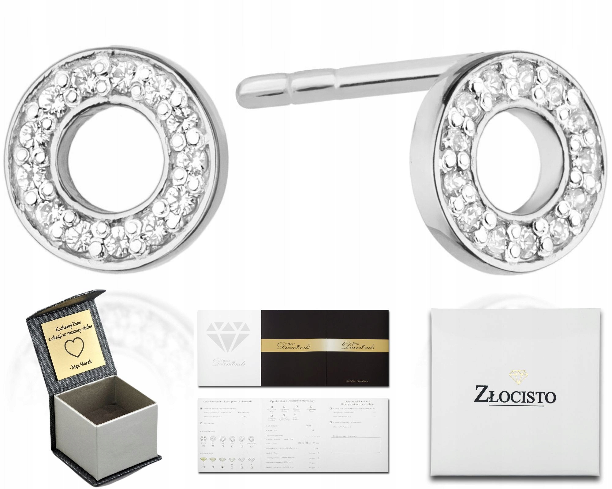 Bílé Zlaté Náušnice S Brilianty A Kroužky