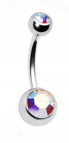 

Kolczyk do pępka 1,6/10mm kryształki tęczowy