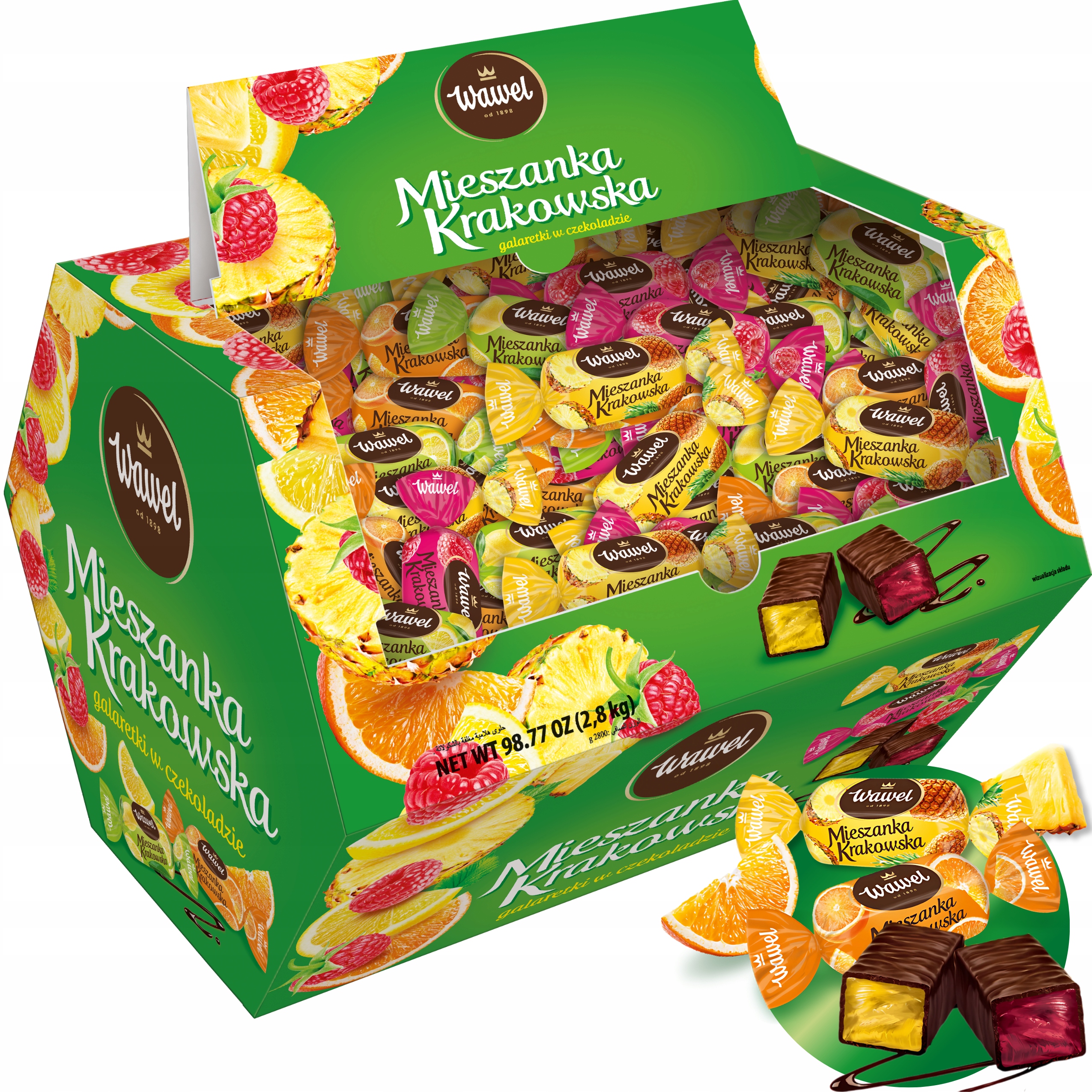 Cukierki Galaretki w czekoladzie Mieszanka Krakowska Kuferek Wawel 2,8 kg