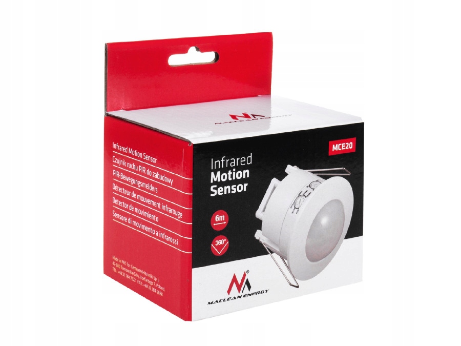 

Czujnik Ruchu MCE20 Sufitowy Pir 1200W Zabudowa 6M