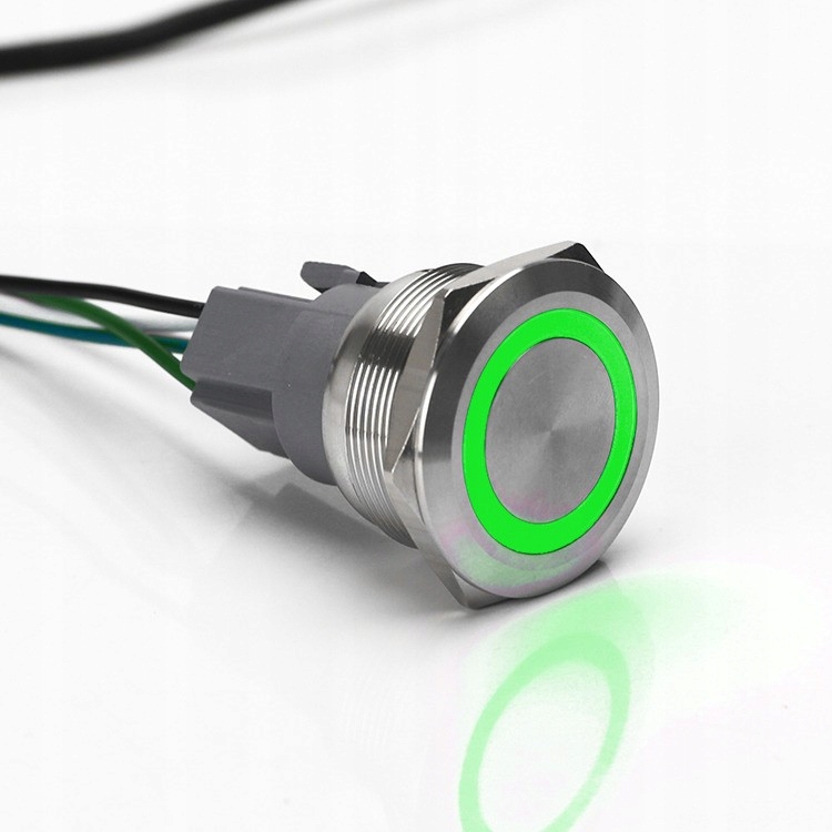 PRZYCISK MONOSTABILNY WANDALOODPORNY 250V 5A 30x35MM ZIELONY