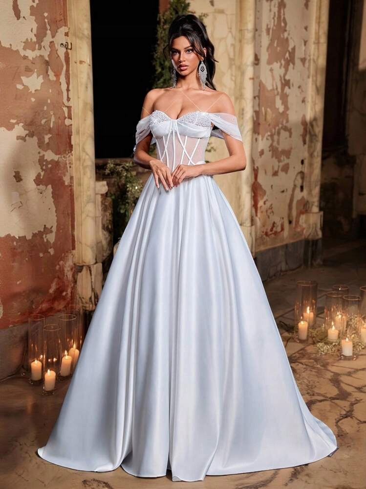 Shein Bílá svatební korzetová sukně (M)