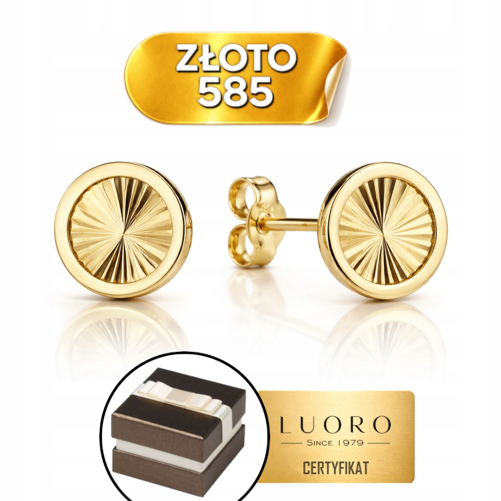 Náušnice Zlaté 585 14K Kolečka Hladká Tyčinka 8,3 MM Elegantní Dárek