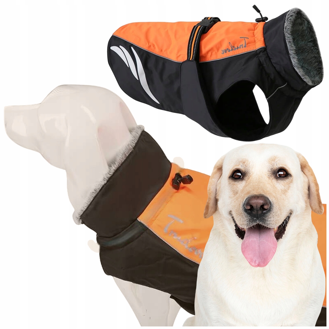 Levně Zateplená Bunda Pro Psa Truelove Comfort Plus Oranžová 6XL 65 cm