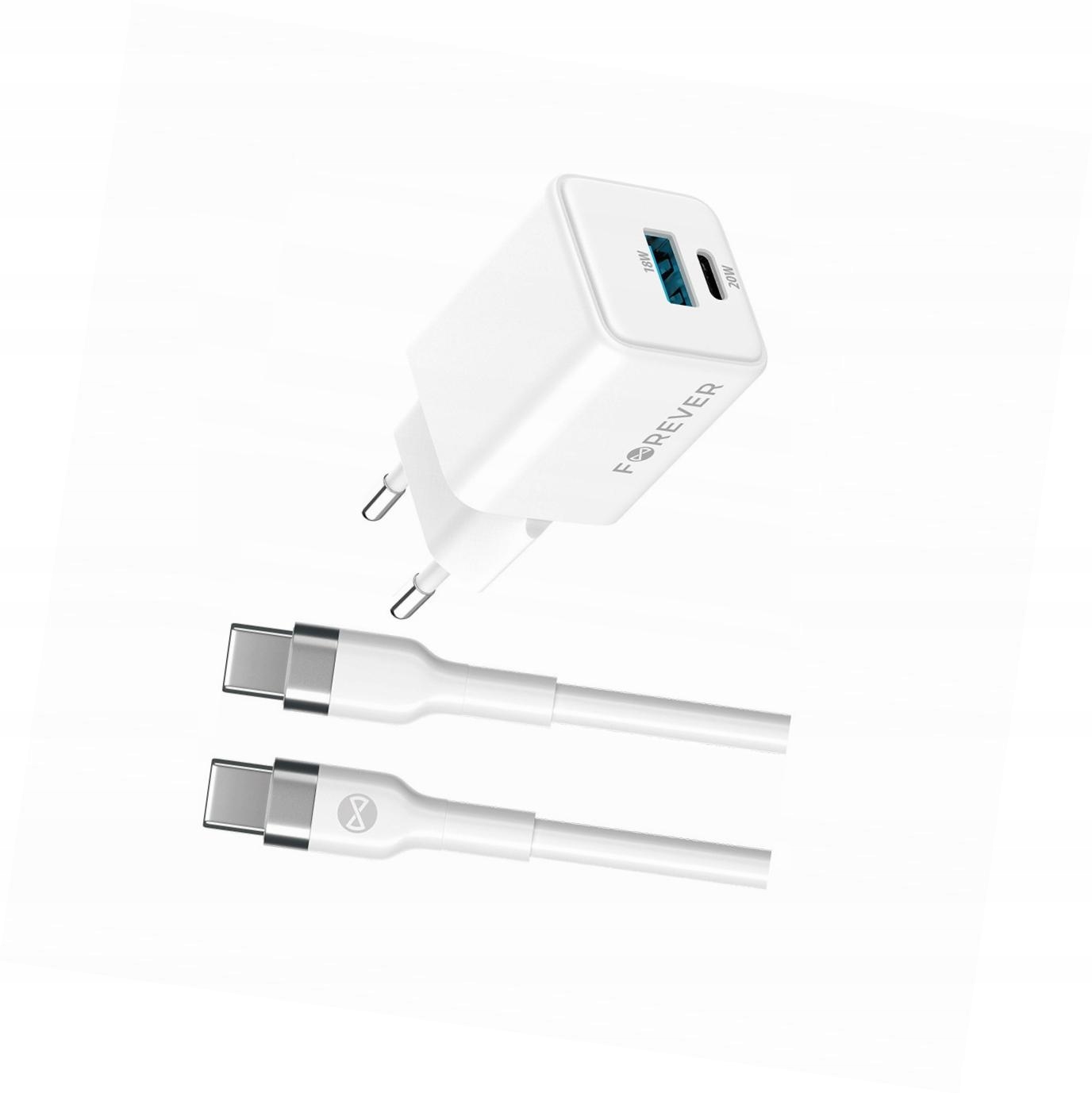 Szybka ładowarka GaN 20W 2 wejścia Usb i Usb-c z kablem do iPhone 17 Pro