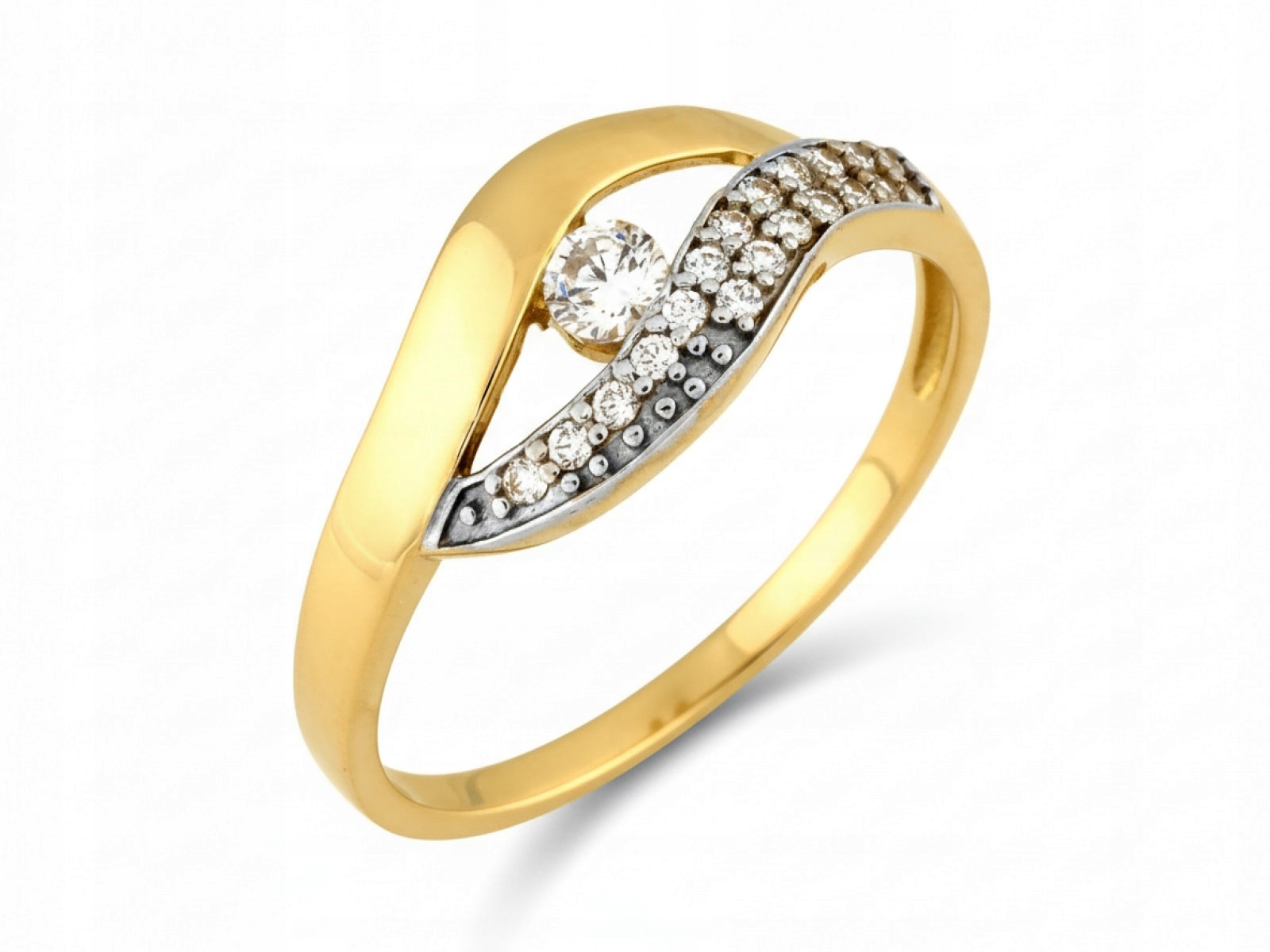 Prstýnek 585 s zirkony Očko r19 S Bílým Zlatem 1,71 g