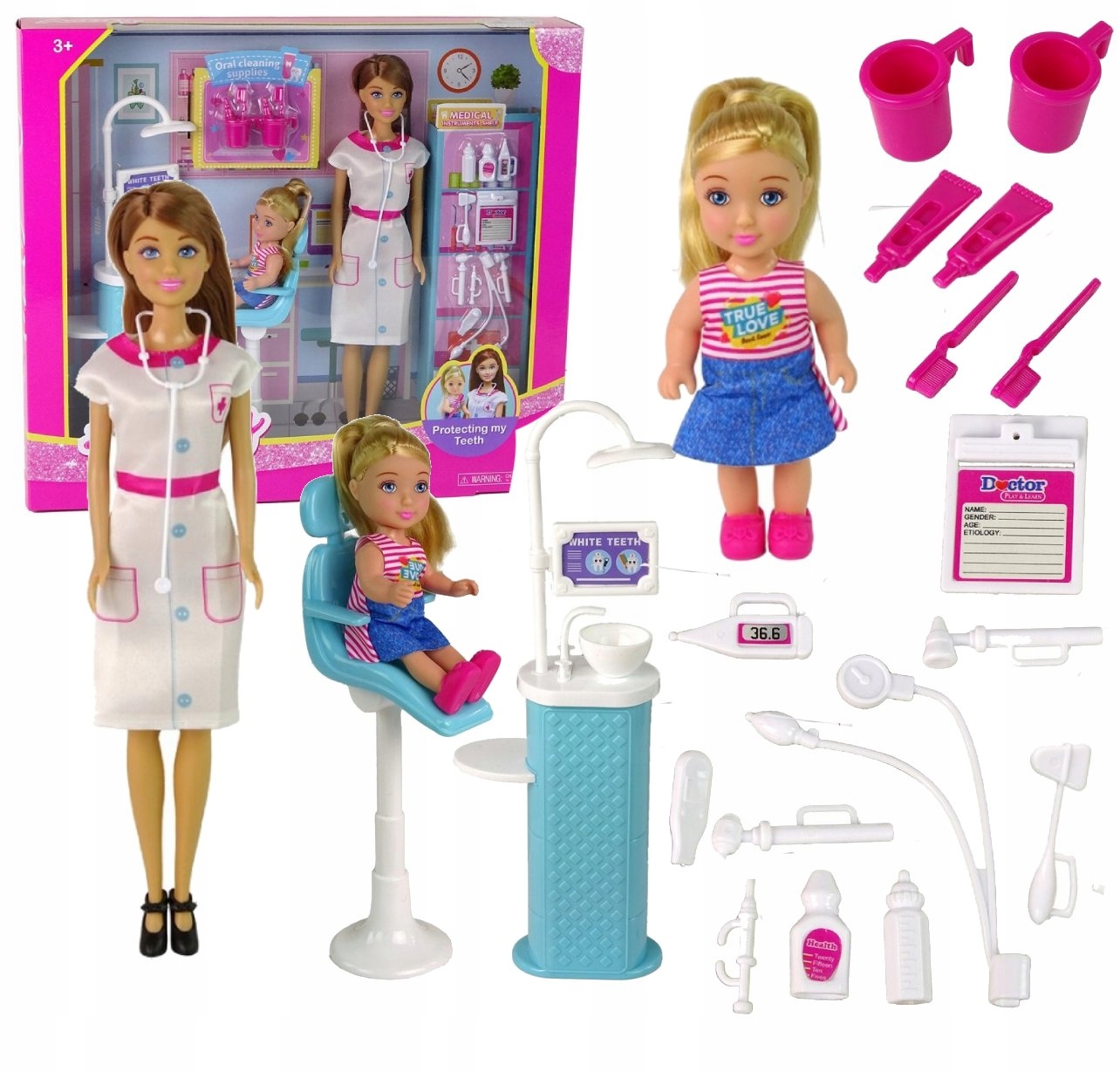 LALKA DENTYSTA ANLILY + AKCESORIA DO ZABAWY DLA DZIECI