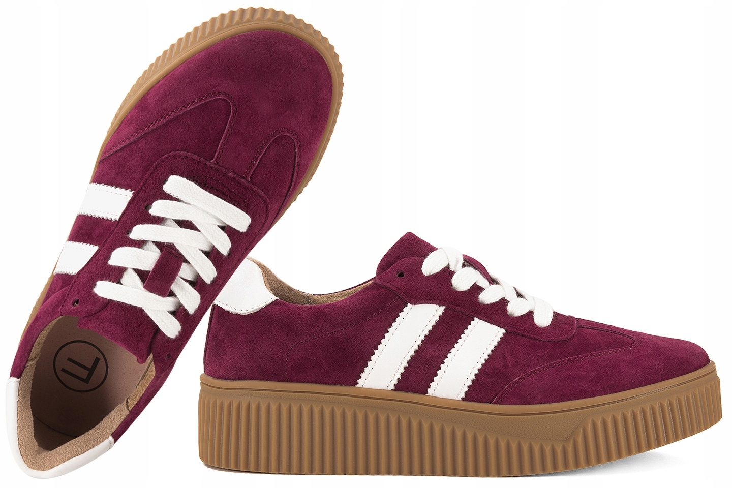 Filippo DP6776 Półbuty Damskie Sneakersy Na Platformie Skórzane bordowe 40