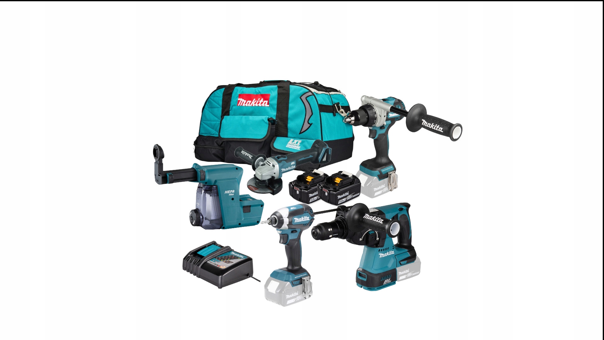Zestaw Makita DLX4194TX1 DGA504+DDF492+DTD153+DHR243
