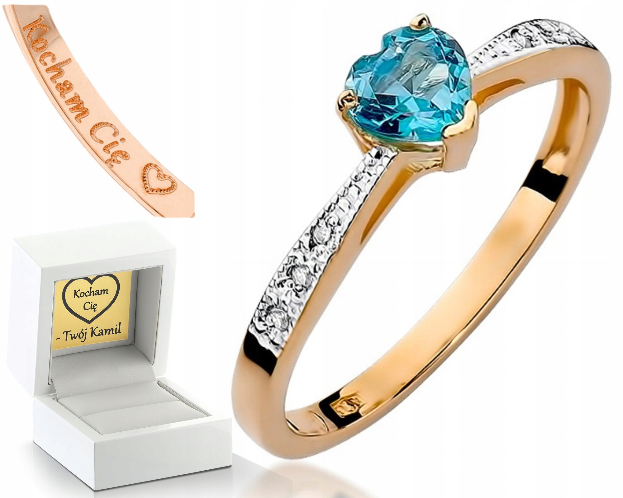 Prstýnek Topaz Růžové Zlato Gravírování Bonus 585