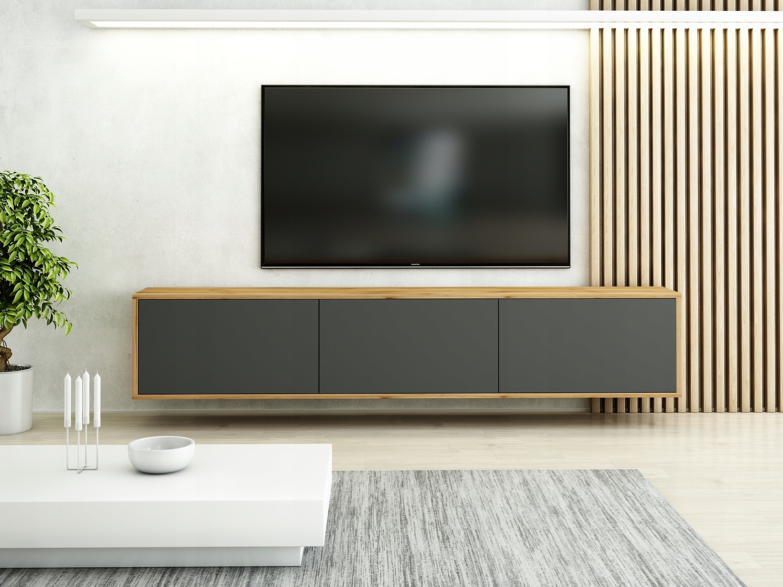 WYSOKA WISZĄCA SZAFKA RTV 200 KASZMIR NOWOCZESNA Szerokość mebla 200 cm