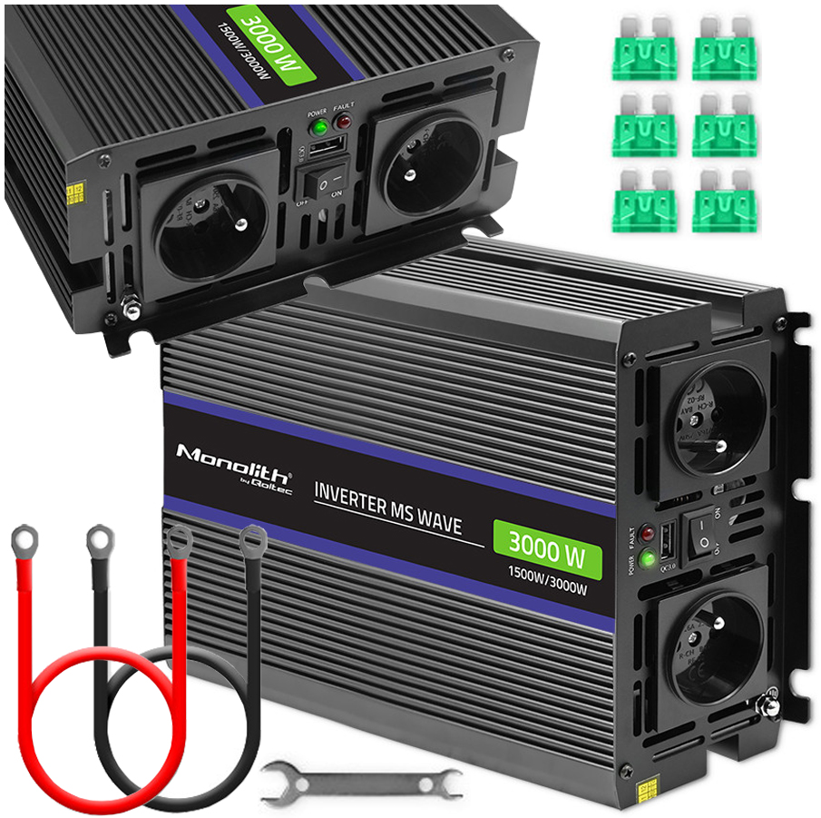 SAMOCHODOWA PRZETWORNICA NAPIĘCIA 3000 MS WAVE 12V/230V 1500W/3000W USB