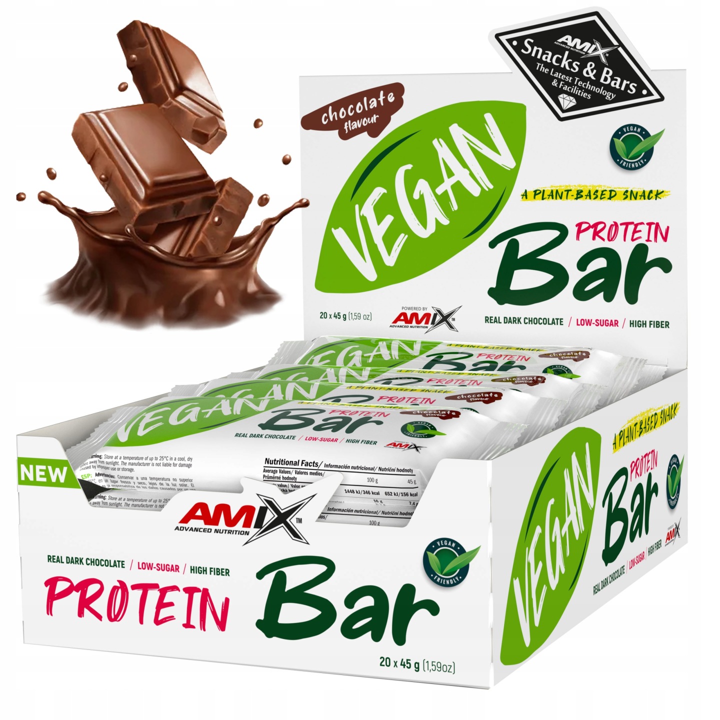 Veganská Proteinová tyčinka s proteinovou čokoládou Amix 11 g Bílkoviny bez cukru