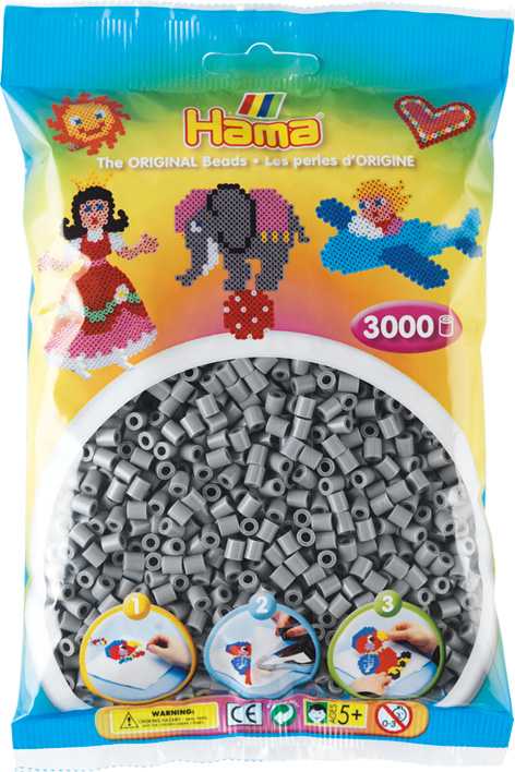 

Koraliki 3000 szt. popielate Hama MIDI 201-17